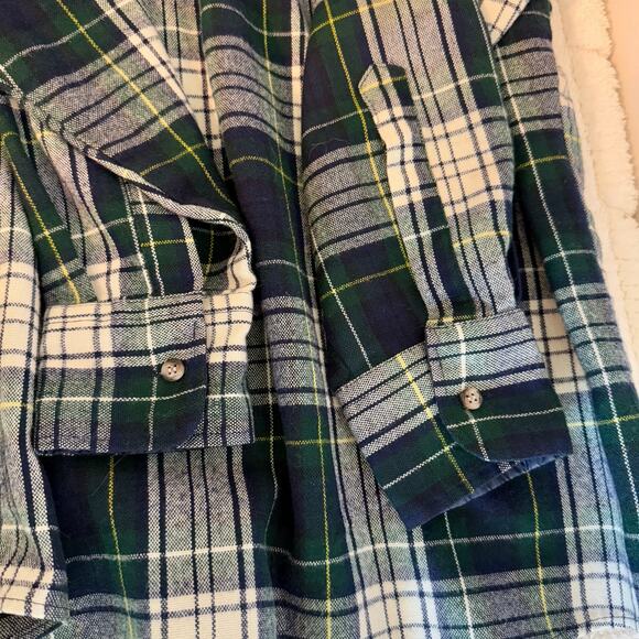 Northwest Territory Mens Large Green and Blue Plaid Flannel Outdoors Gorpcore - Picture 5 of 8